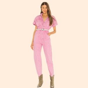 Free People Pink Denim Jumpsuit